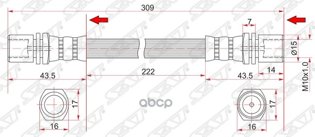 Шланг Тормозной Задний Таиланд Toyota CorollaSprinter 87-93Carib 90-95 LhRh Sat арт 813₽