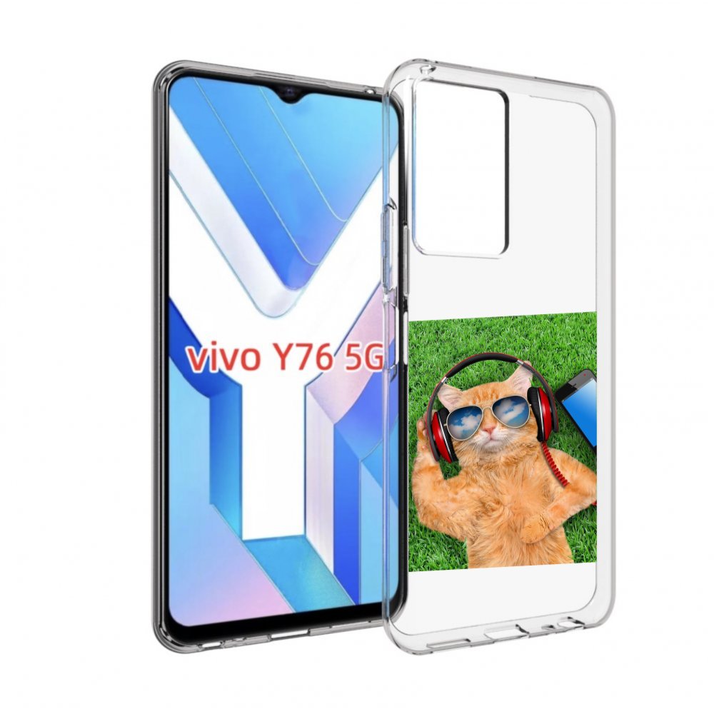 

Чехол MyPads Кот-кайфарик для Vivo Y76 5G, Прозрачный, Tocco