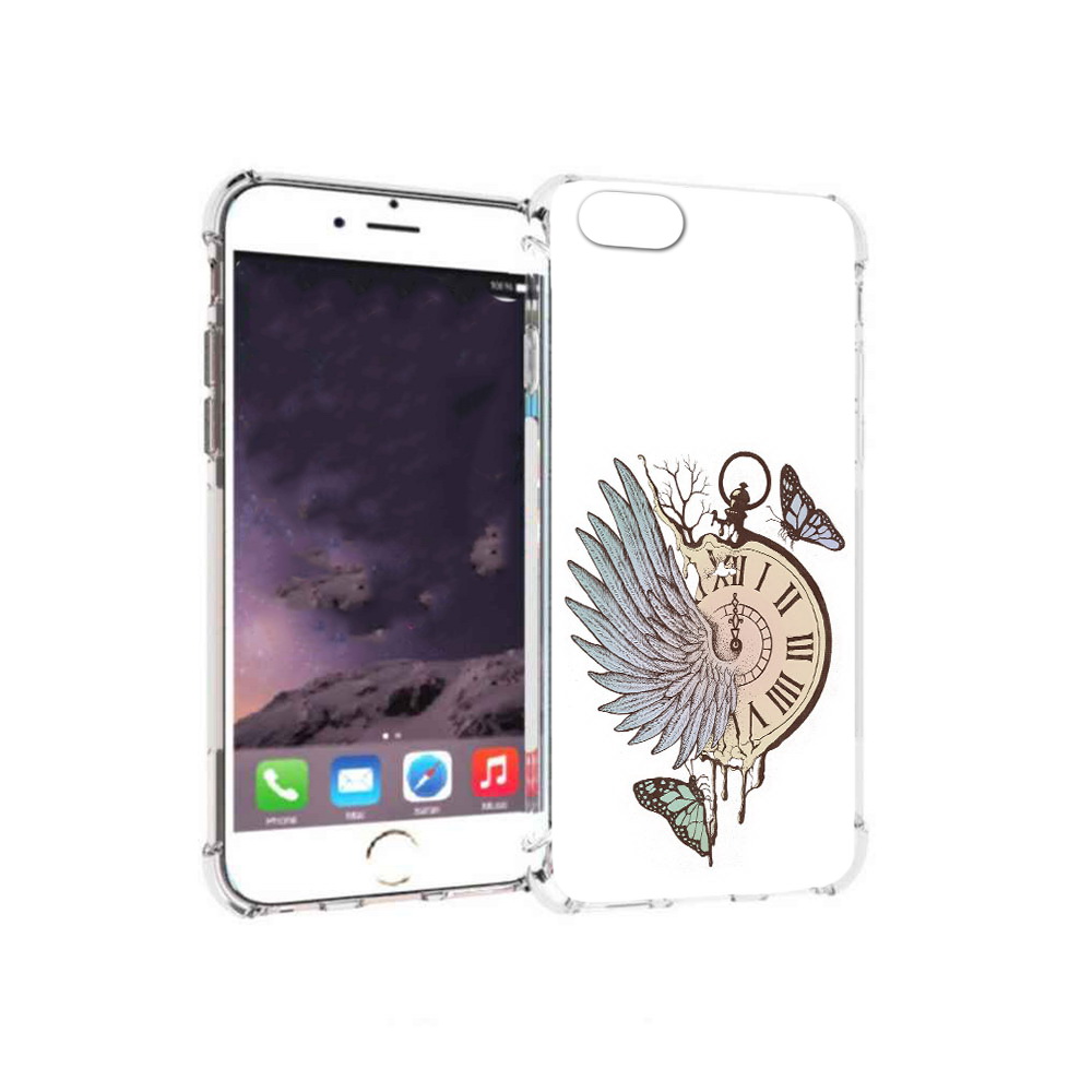 

Чехол MyPads Tocco для Apple iPhone 6 страинные часы с крылом (PT54043.605.626), Прозрачный, Tocco