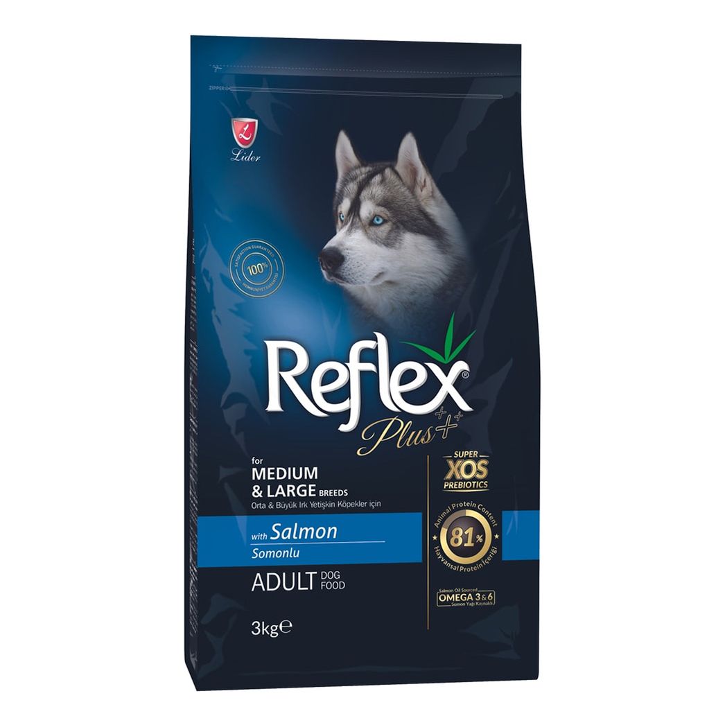 Сухой корм для собак Reflex Plus Medium Large Breed Adult с лососем, 3 кг