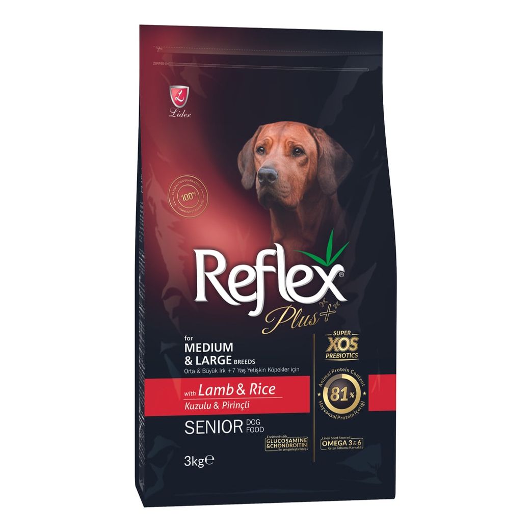 

Сухой корм для собак Reflex Plus Medium Large Breed Senior с ягненком и рисом, 3 кг