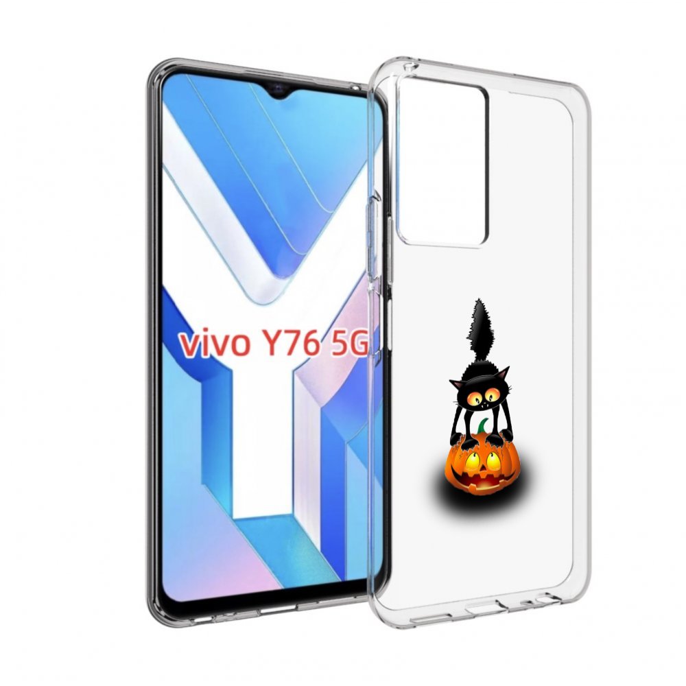 

Чехол MyPads Котик с тыквой для Vivo Y76 5G, Прозрачный, Tocco