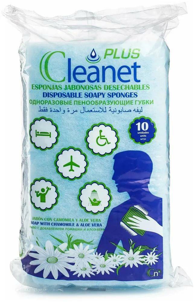 Губка CLEANET с ромашкой и алоэ вера, 10 штук