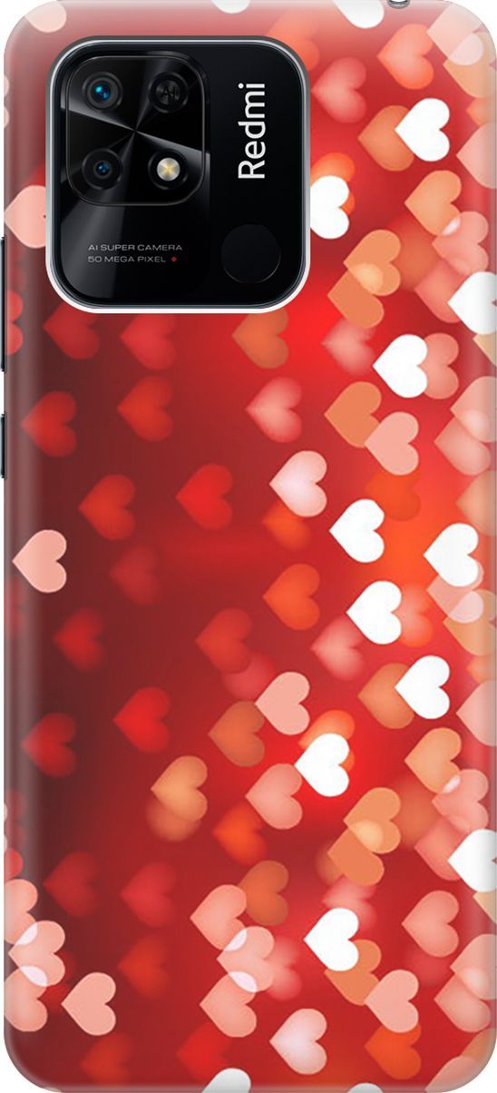 

Чехол на Xiaomi Redmi 10C "Бокэ из красных сердечек", Красный, 5686