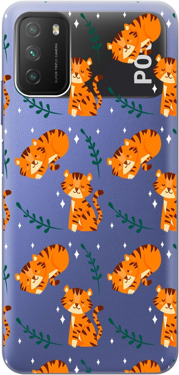 

Чехол на Xiaomi Redmi 9T "Tigers" прозрачный, Прозрачный;бежевый, 5558
