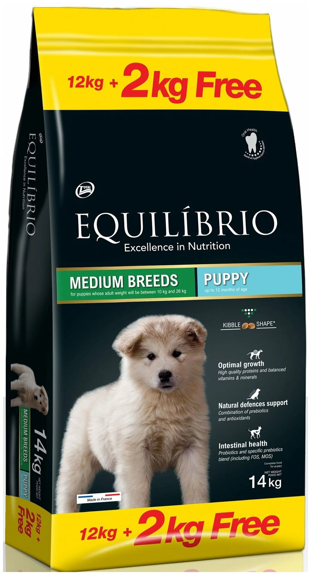 

Сухой корм для щенков Equilibrio Puppy Medium Breed мясо птицы, для средних пород, 12+2кг, EQUILIBRIO PUPPY MEDIUM BREED для щенков средних пород с мясом птицы (12 + 2 кг)