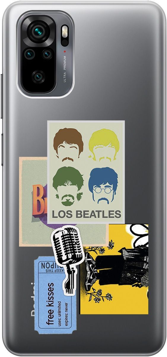

Чехол на Xiaomi Redmi Note 10 "Beatles Stickers" прозрачный, Прозрачный;бежевый, 5565