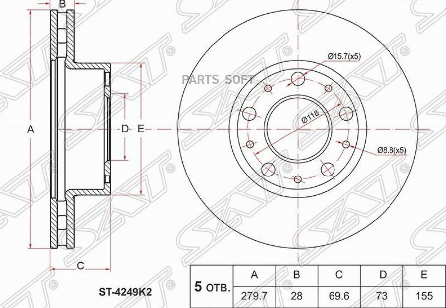 Sat St-4249K2 Диск Тормозной Перед Peugeot Boxer Iii 06-/Citroen Jumper Iii 06/Fiat Ducato