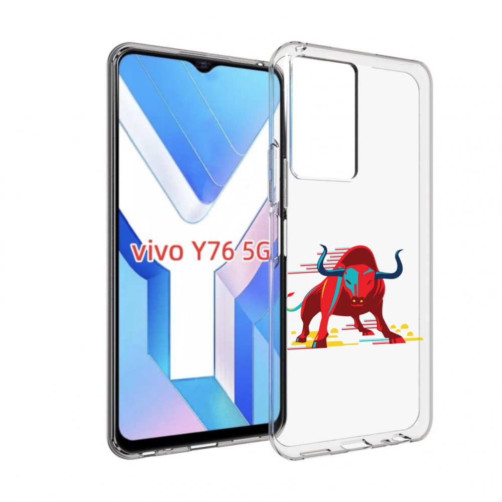 

Чехол MyPads Красный-бык для Vivo Y76 5G, Прозрачный, Tocco