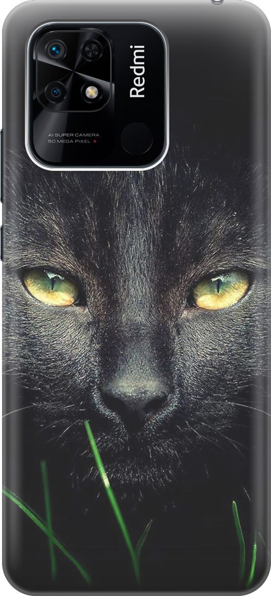 

Силиконовый чехол на Xiaomi Redmi 10C "Кошка в темноте", Черный, 5690