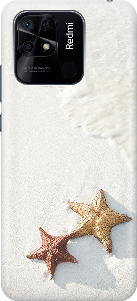 

Силиконовый чехол на Xiaomi Redmi 10C "Две морские звезды", Белый;желтый, 5693