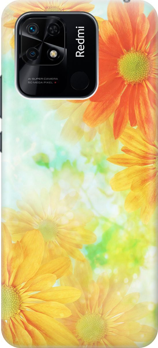

Силиконовый чехол на Xiaomi Redmi 10C "Оранжевые цветы", Желтый;зеленый, 5691