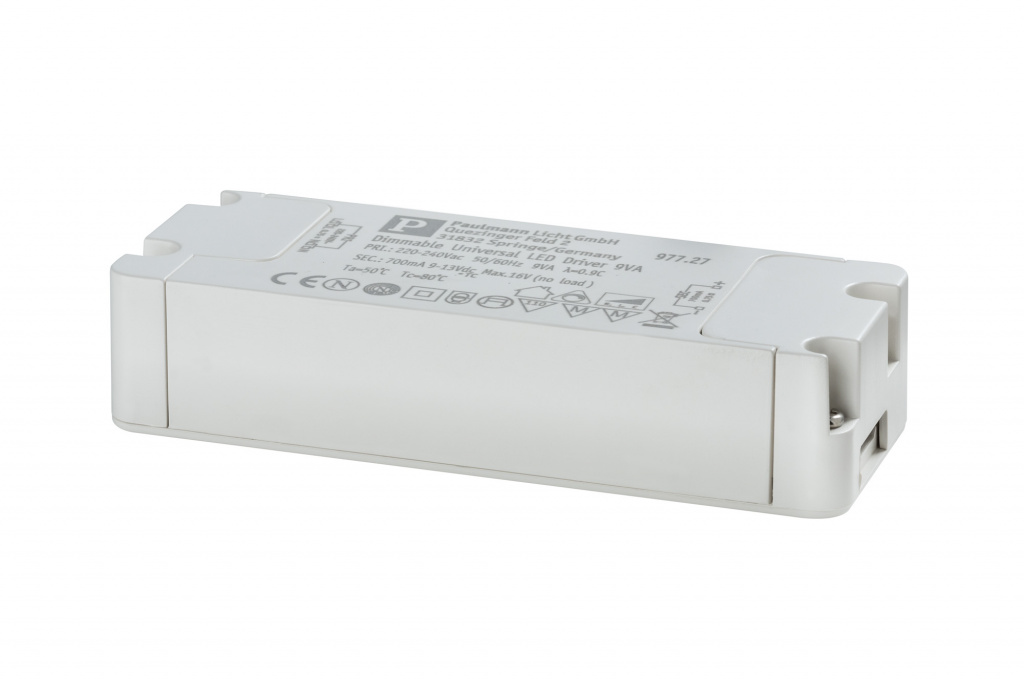 Трансформатор Paulmann LED Driver 700mA постоянного тока 9Вт 230В 24x41x119мм белый 97727, Трансформатор Paulmann LED Driver 700mA постоянного тока 9Вт 230В 24x41x119мм Белый Димм 97727, пластик  - Купить