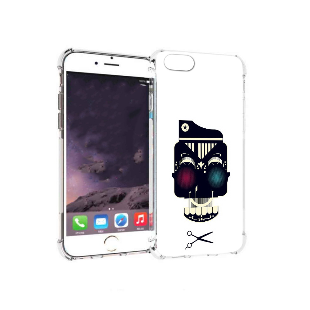 

Чехол MyPads Tocco для Apple iPhone 6 черно белый скелет с яркими глазами, Прозрачный, Tocco