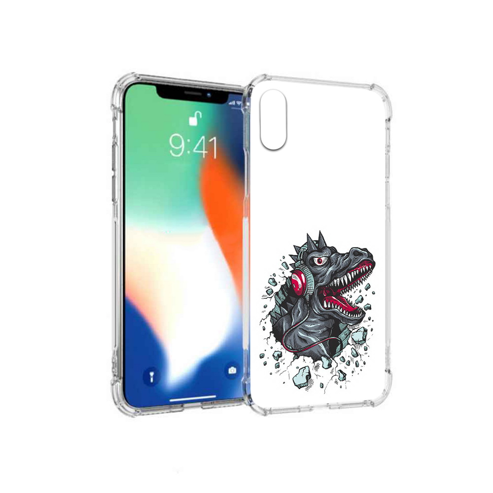 

Чехол MyPads Tocco для Apple iPhone X Нарисованный динозавр в наушниках (PT94261.606.124), Прозрачный, Tocco