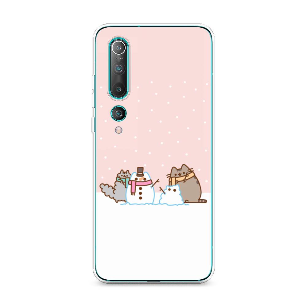 

Чехол на Xiaomi Mi10/Mi10 Pro "Котики в снегу", Розовый;белый;серый, 37550-5
