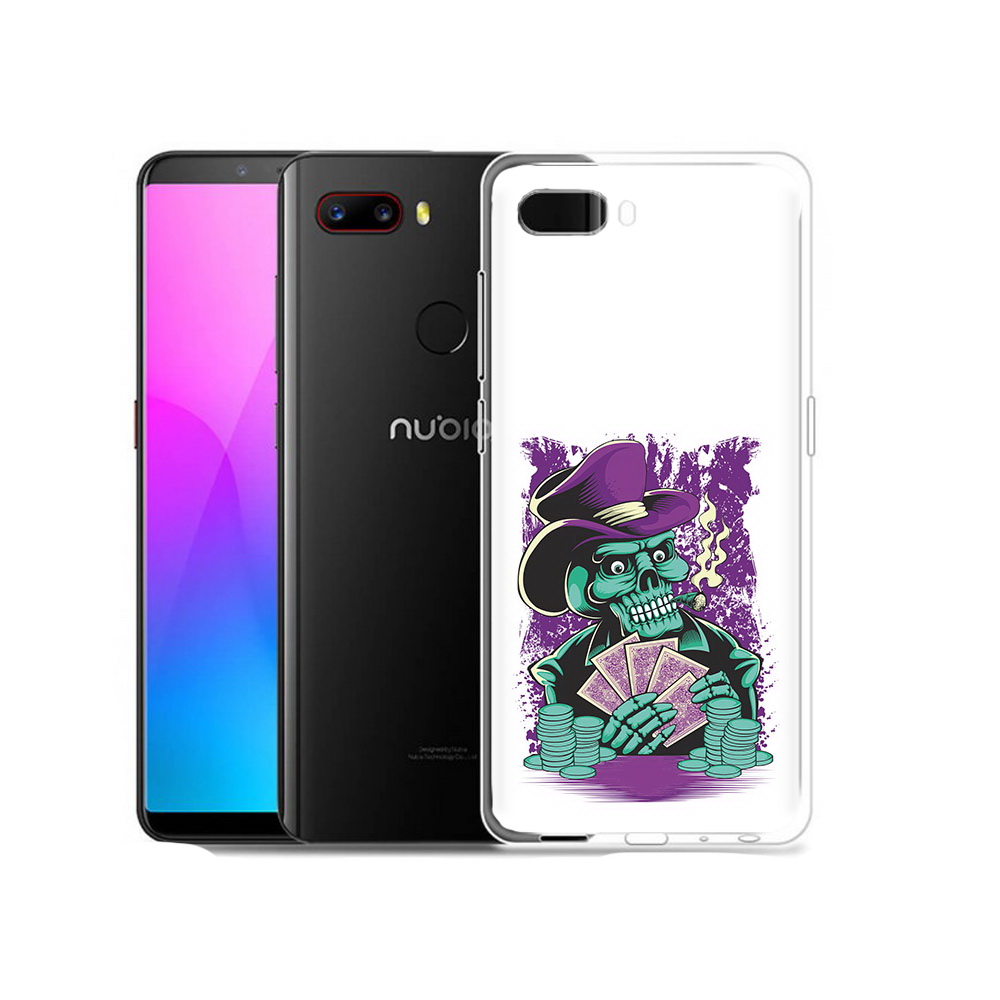 Чехол MyPads Tocco для ZTE Nubia Z18 зеленый череп с картами (PT115657.463.361)