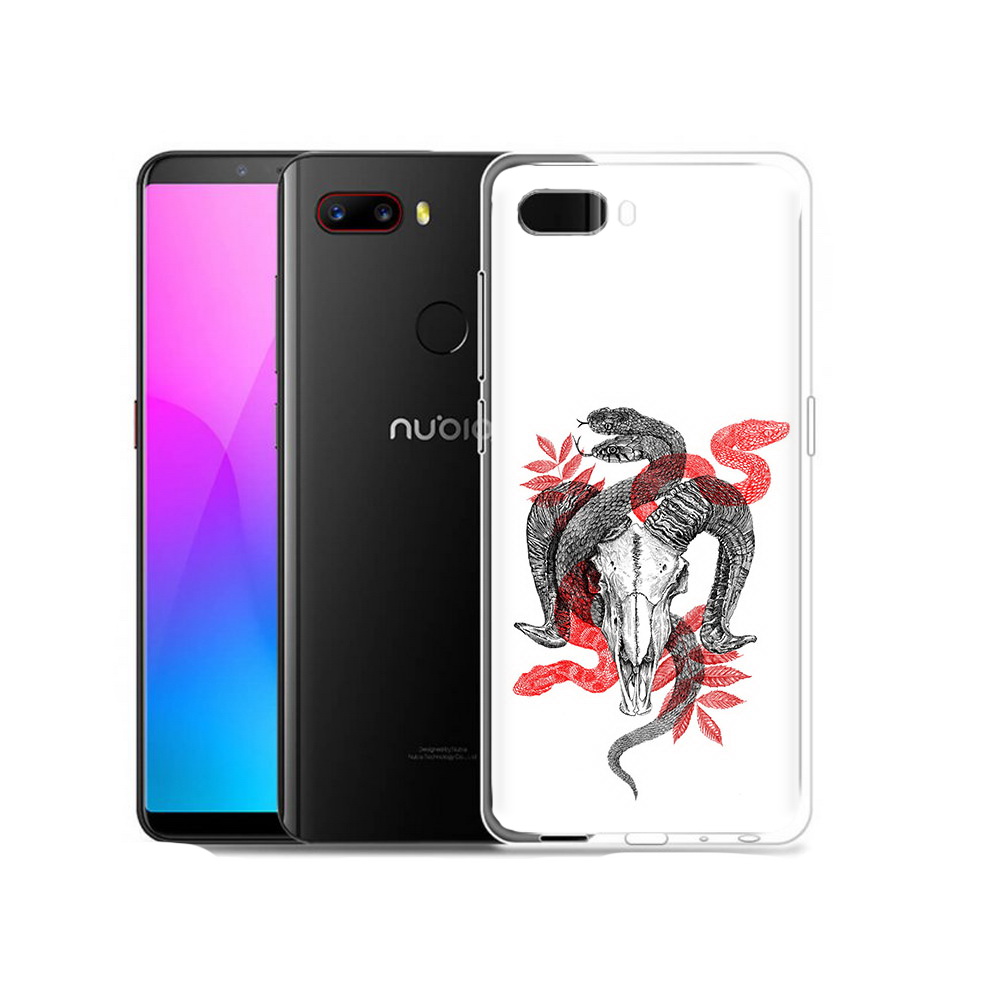 

Чехол MyPads Tocco для ZTE Nubia Z18 змея в черепе рисунок (PT115657.463.365), Прозрачный, Tocco