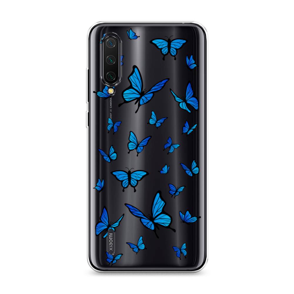 фото Силиконовый чехол "синие бабочки" на xiaomi mi 9 lite awog