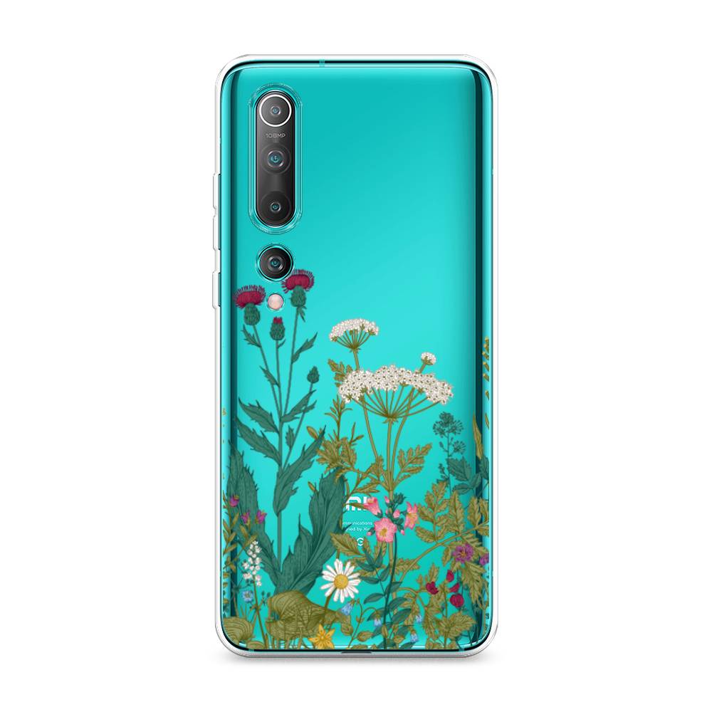 

Чехол на Xiaomi Mi10/Mi10 Pro "Дикие полевые цветы", Зеленый;розовый;белый, 37550-2