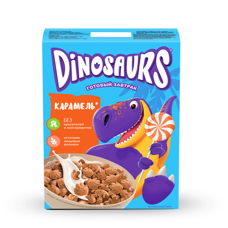 

Готовый завтрак Dinosaurs из злаков Карамельные лапы, 220 г