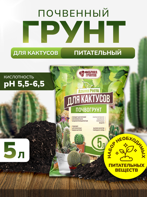 Грунт InHome для кактусов и суккулентов, земля для цветов и растений 5 л