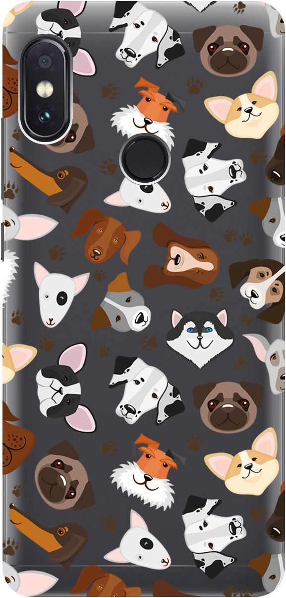 

Чехол на Xiaomi Redmi Note 5 "Dogs Pattern" прозрачный, Прозрачный;коричневый, 5574