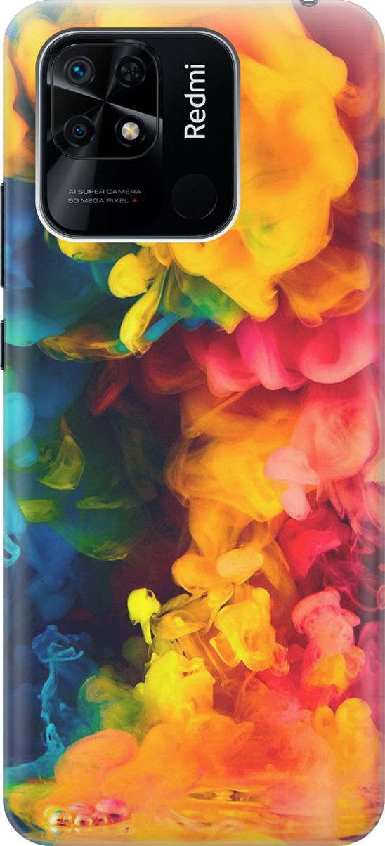 

Силиконовый чехол на Xiaomi Redmi 10C "Красочное буйство", Желтый;розовый, 5683