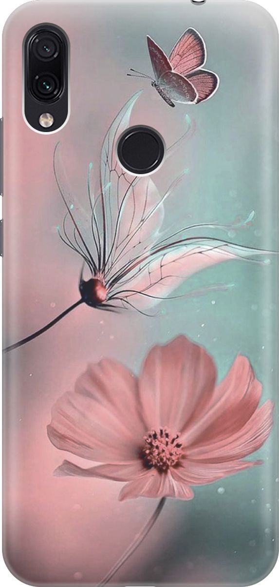 

Чехол на Xiaomi Redmi Note 7 "Бабочка и цветы", Голубой;розовый, 4797