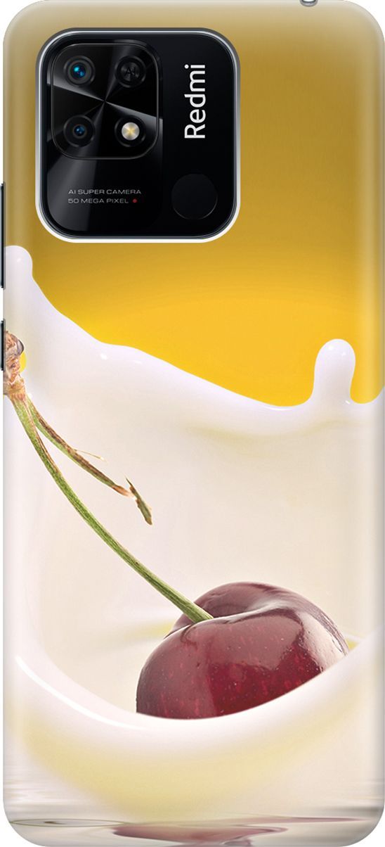 

Силиконовый чехол на Xiaomi Redmi 10C "Ягода в молоке", Белый;желтый, 5685