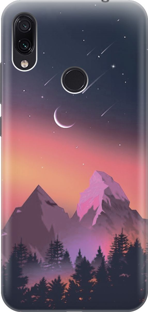 

Чехол на Xiaomi Redmi Note 7 "Горы и звездопад", Оранжевый;черный, 8062