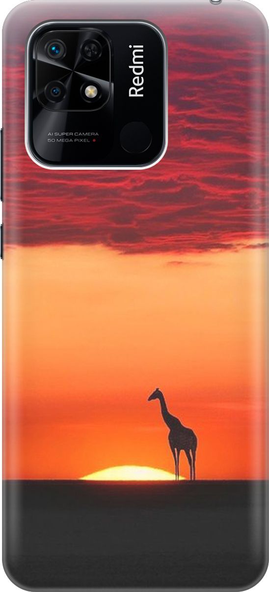 

Силиконовый чехол на Xiaomi Redmi 10C "Закатный жираф", Оранжевый;розовый, 5690