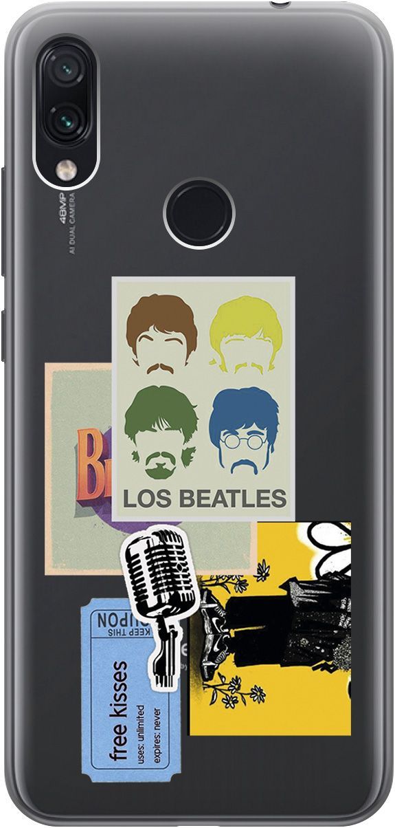 

Чехол на Xiaomi Redmi Note 7 "Beatles Stickers" прозрачный, Прозрачный;бежевый, 5576