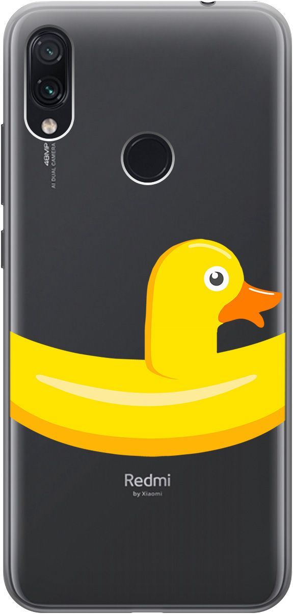 

Чехол на Xiaomi Redmi Note 7 "Duck Swim Ring" прозрачный, Прозрачный;белый, 5576