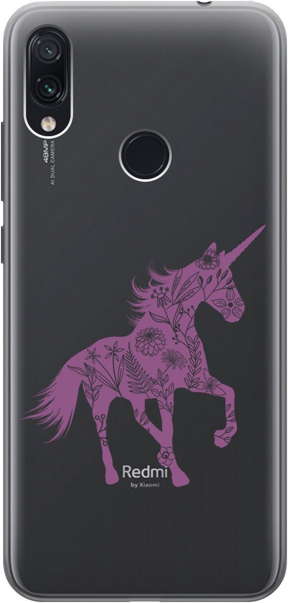 

Чехол на Xiaomi Redmi Note 7 "Floral Unicorn" прозрачный, Прозрачный;фиолетовый, 5576