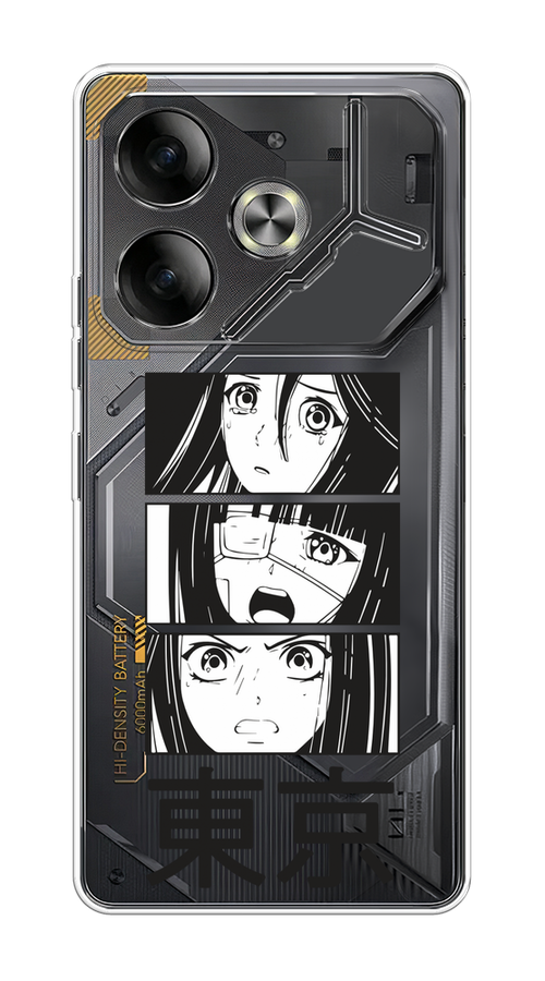 

Чехол на Tecno Pova 6 "Tokyo girls", Белый;черный;прозрачный, 305350-1