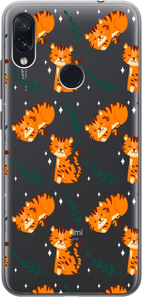 

Чехол на Xiaomi Redmi Note 7 "Tigers" прозрачный, Прозрачный;бежевый, 5576