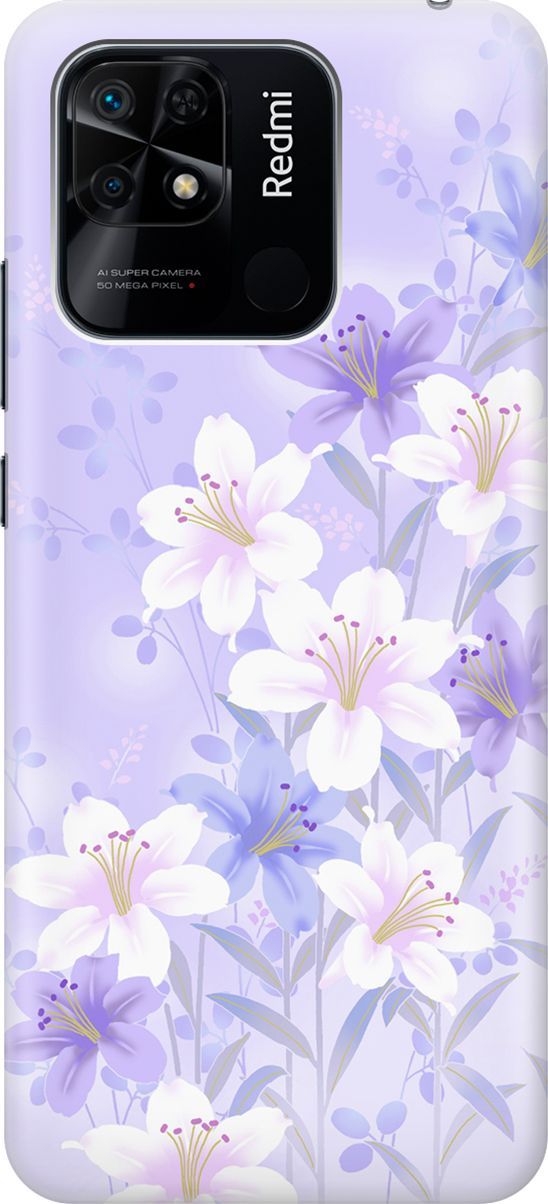 

Силиконовый чехол на Xiaomi Redmi 10C "Лилии на фиолетовом", Белый;фиолетовый, 5691