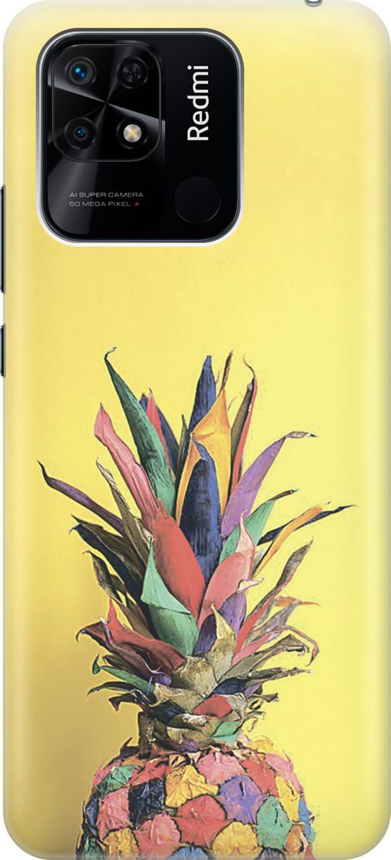 

Силиконовый чехол на Xiaomi Redmi 10C "Ананас на желтом", Желтый;синий, 5685