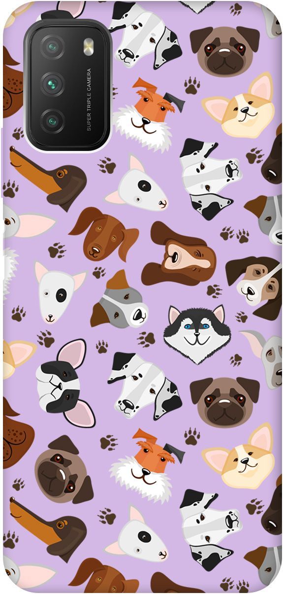 

Чехол на Xiaomi Redmi 9T "Dogs Pattern" сиреневый, Фиолетовый;коричневый, 5560