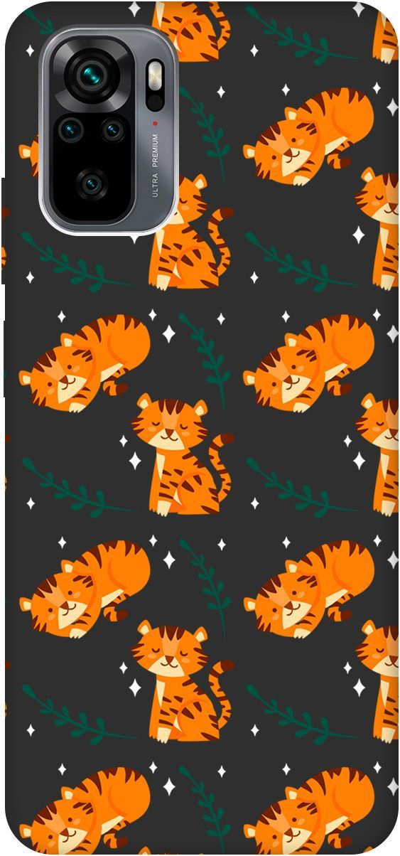

Чехол на Xiaomi Redmi Note 10 "Tigers" черный, Черный;белый, 8482