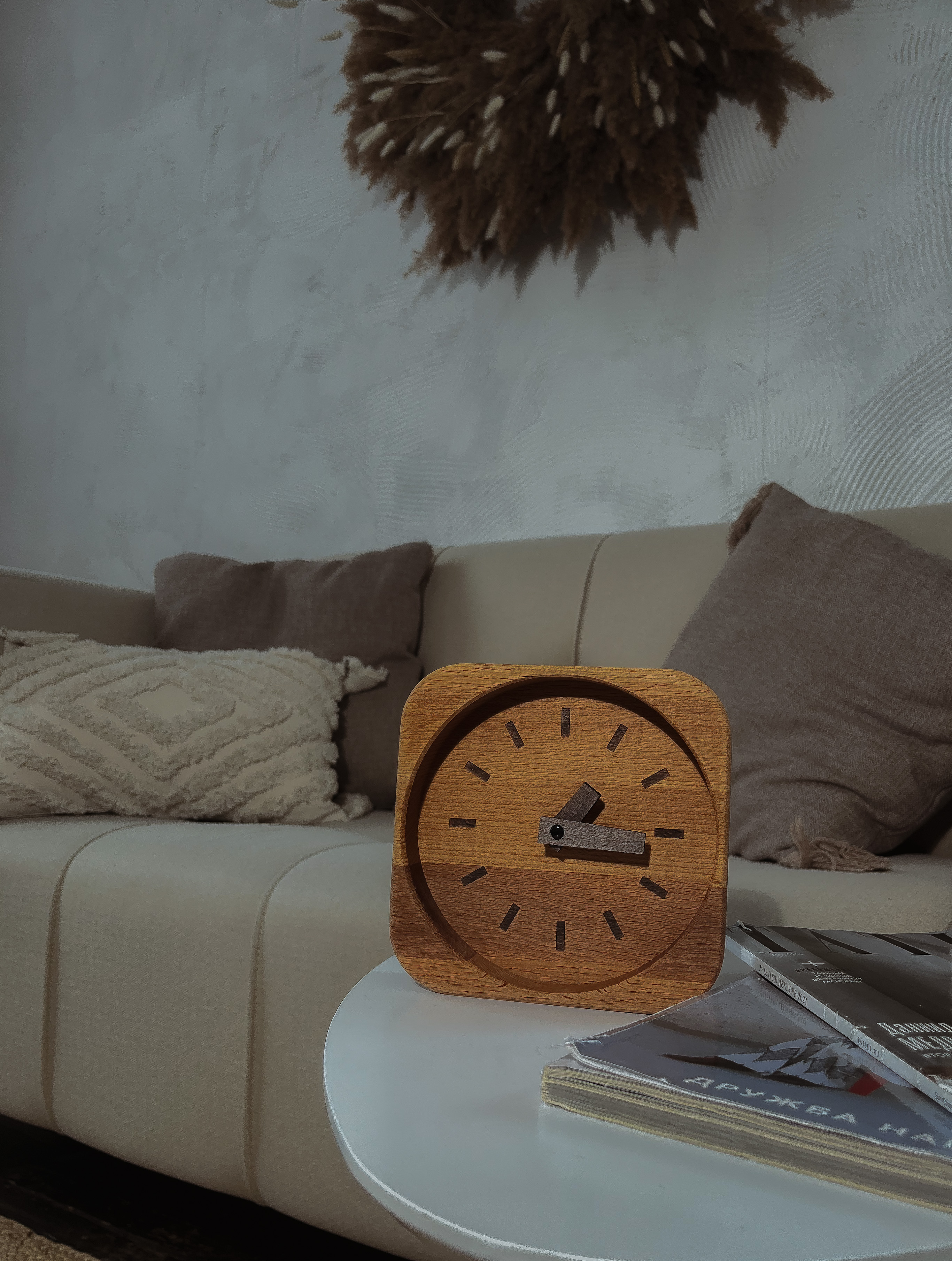 Настольные интерьерные деревянные часы Quadrat Time Plato'S Прямоугольник Черный