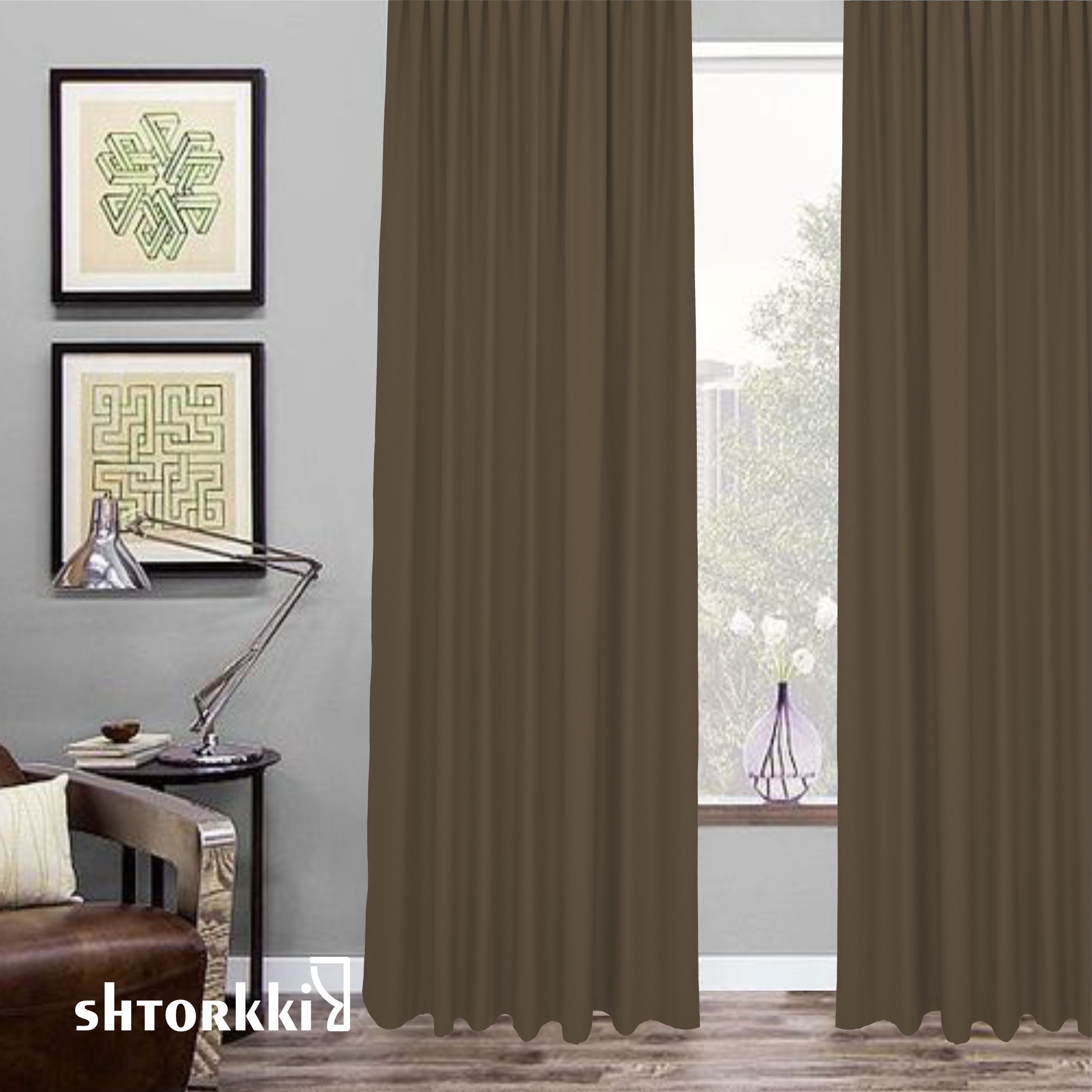 

Шторы интерьерные Shtorkki рогожка Brown 250х264 см, IR-40