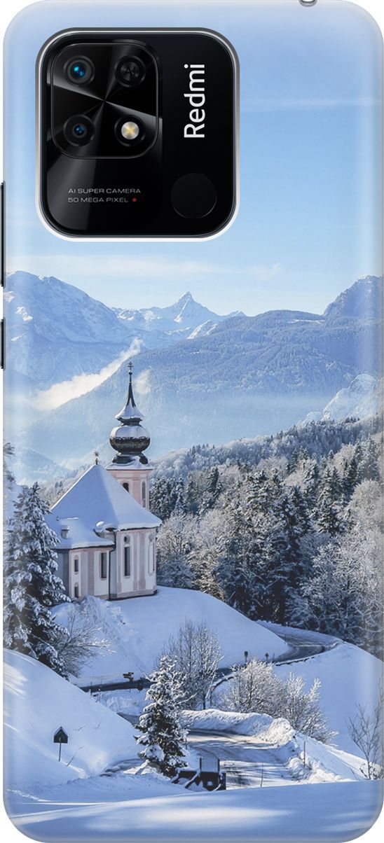 

Силиконовый чехол на Xiaomi Redmi 10C "Заснеженные горы", Голубой;синий, 5697