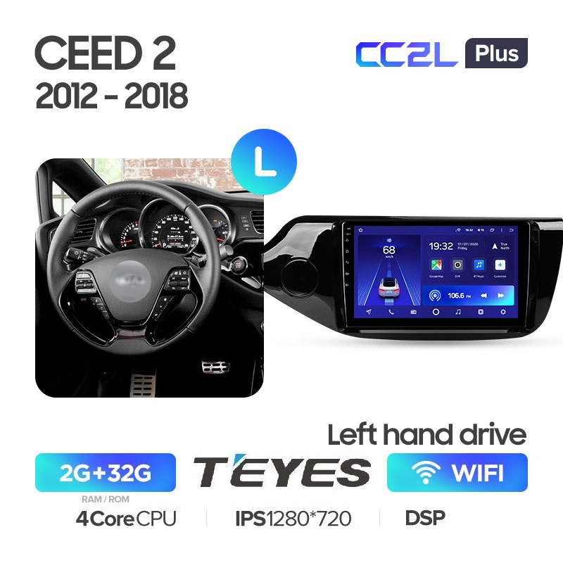 Автомагнитола Teyes CC2L Plus 2/32Гб Kia Ceed 2012 - 2018, IPS экран