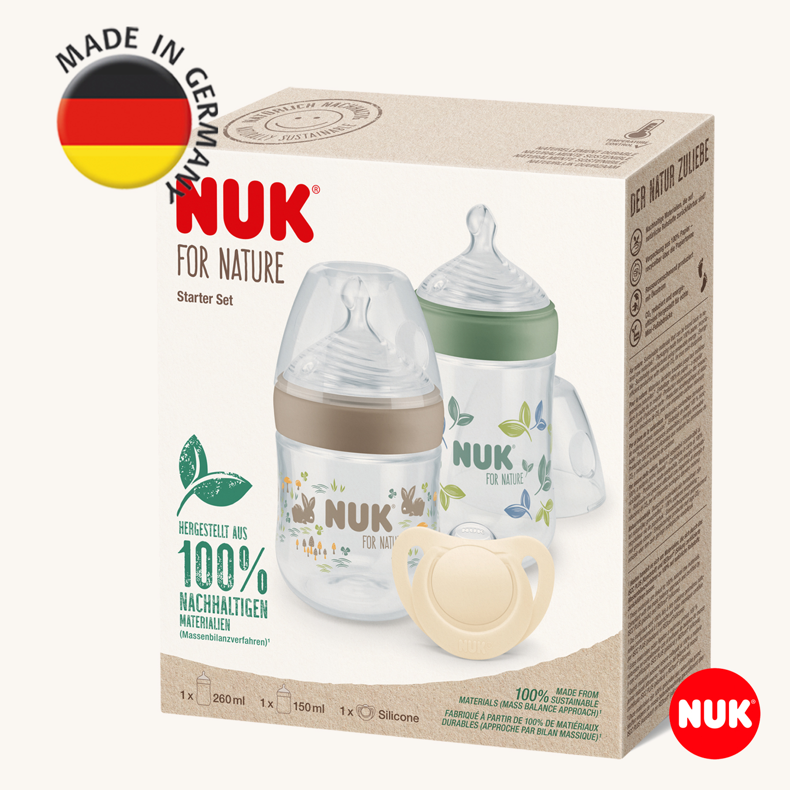 Набор для новорожденного NUK FOR NATURE 2 бутылочки 1 пустышка 4792₽