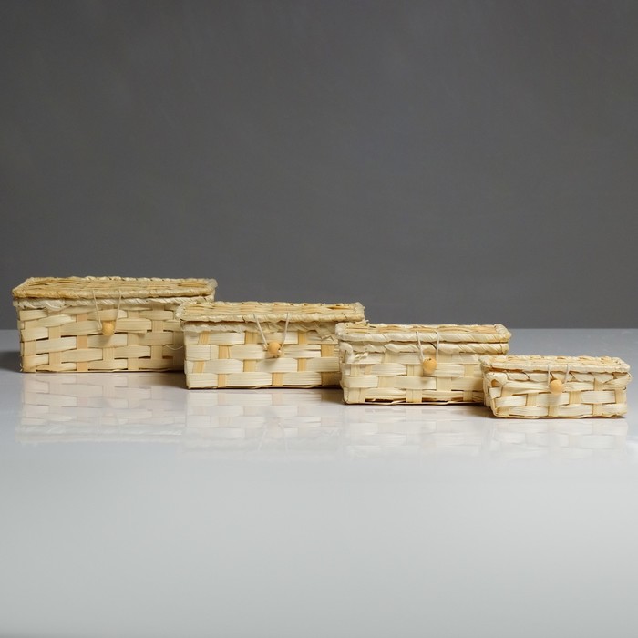 

Набор шкатулок, 4 шт, 19×15×8, 16×12×6, 14×10×5,5, 11×6×4,5 см, бамбук