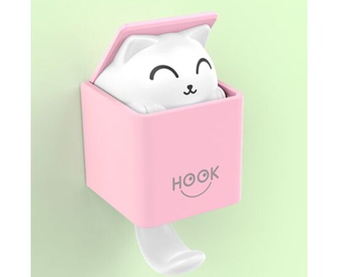 Вешалка-крючок MALPACA Котик, цвет розовый