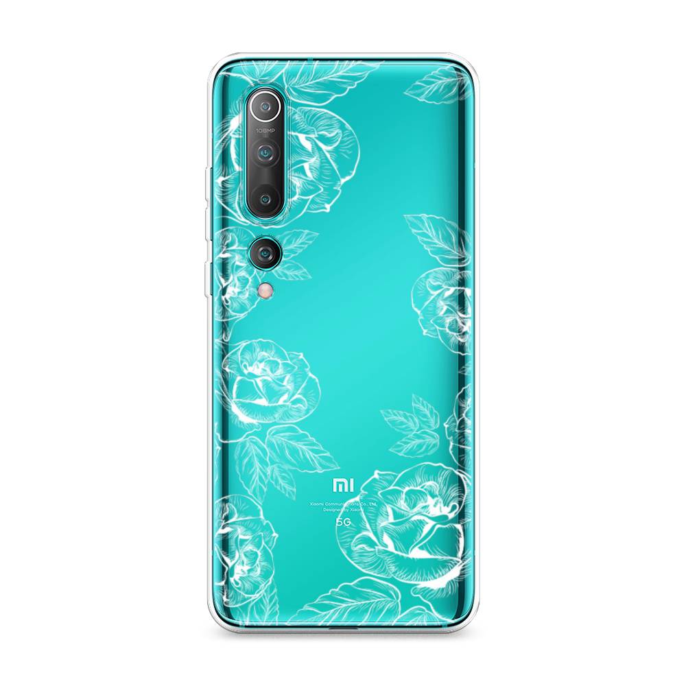 

Чехол на Xiaomi Mi10/Mi10 Pro "Розы графика", Черный;серый, 37550-2