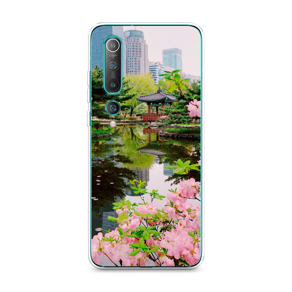 

Чехол на Xiaomi Mi 10 Pro "Сакура возле озера", Зеленый;розовый;голубой, 37850-2